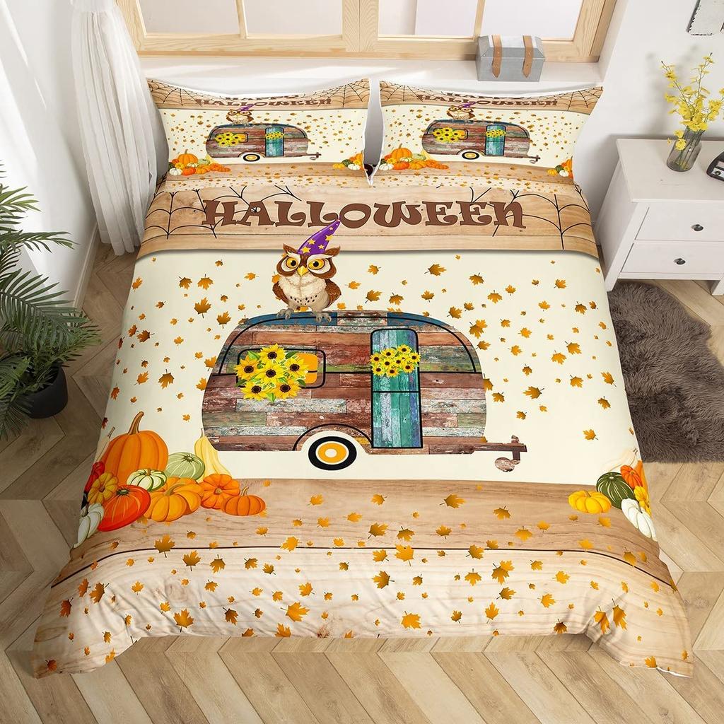 Comforter Maple Leaves Polyester Fall Theme Comforter With King Queen Size For Kids Boys Girl Bedding Set