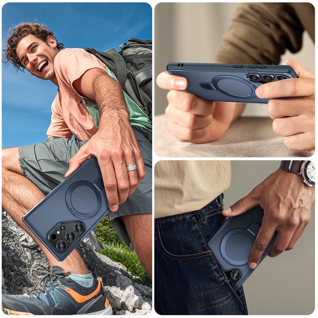 For Samsung Galaxy S23 Ultra Case with Magnetic Kickstand TPU+PC Anti Drop Phone Cover