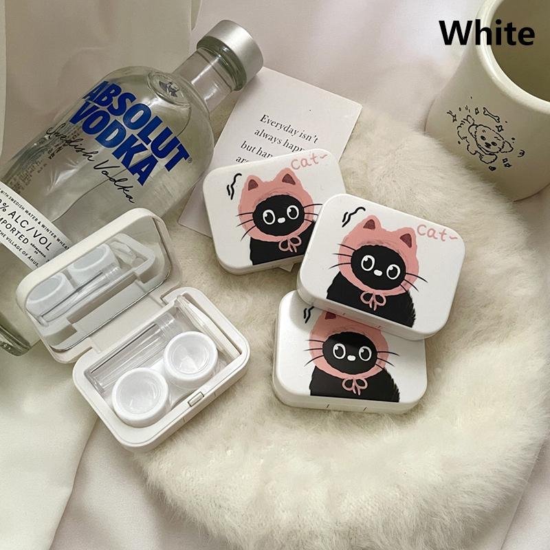 Милый кот напечатанный контактные линзы коробка портативный футляр для контактных линз с зеркалом пинцет присоска палочка набор для держателя дорожного набора подарок