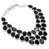Black Spinel Handmade 925 Sterling Silver Jewelry Necklace 18" O0c51