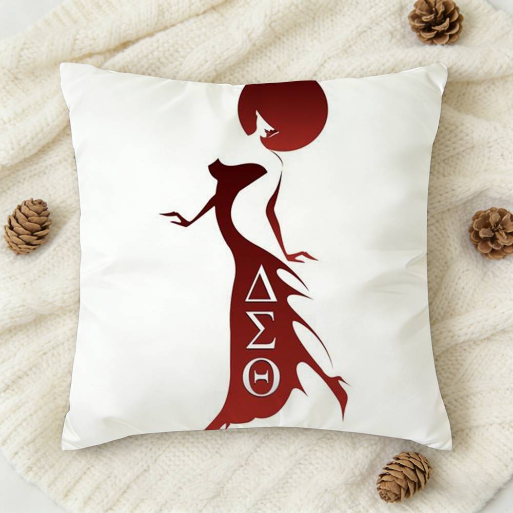 DDelta Sigma Theta Button Doublesided Printed Square Decorative Cushion Cover for Sofa Living Room Home Decor