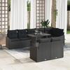 VidaXL 9-Piece Garden Sofa Set with Cushions Black Poly Rattan 3349029