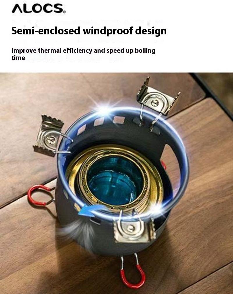 ALOCS Спиртовая походная горелка для кемпинга на открытом воздухе - ветрозащитная медная горелка, регулируемое пламя, 180 г, сверхлегкая для пешего туризма/выживания (Емкость 100 мл)