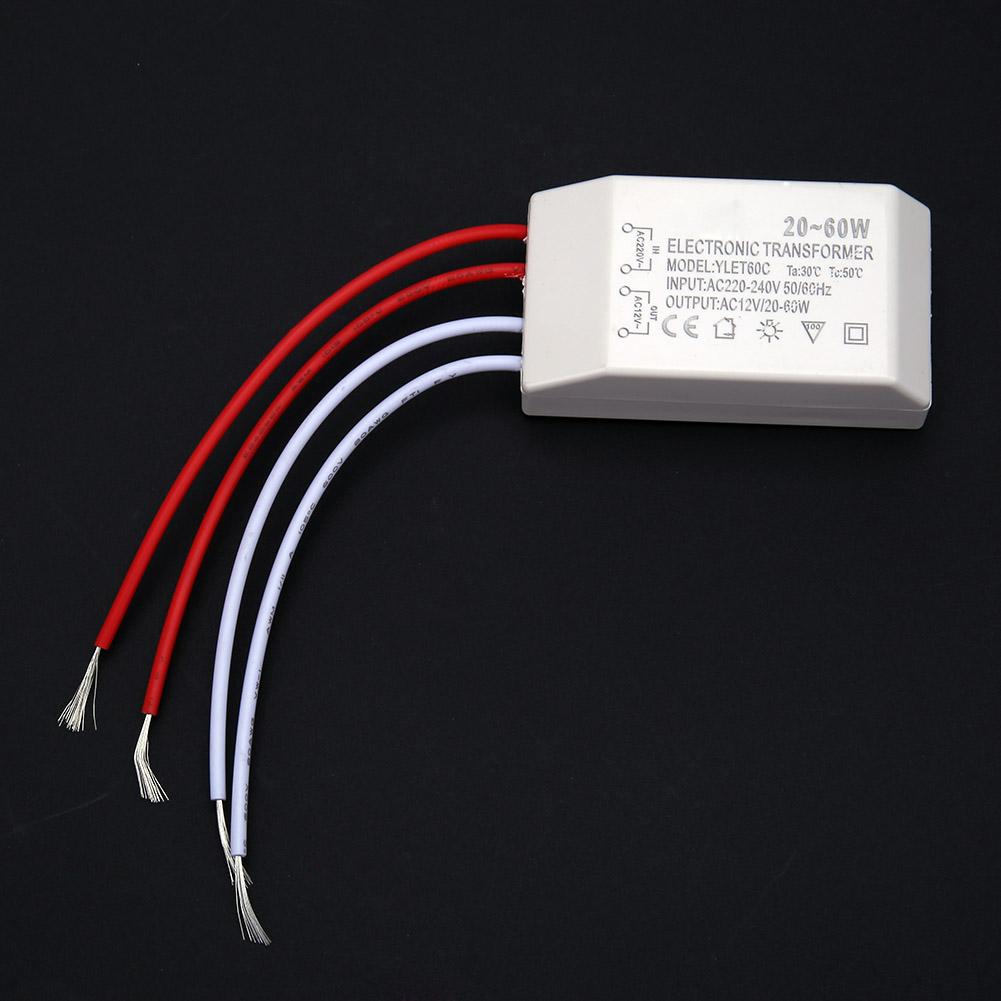 Электронный трансформатор AC 220V в AC 12V 20-60W Преобразователь напряжения Электронный трансформатор для галогенного света Блок питания Драйвер Адаптер