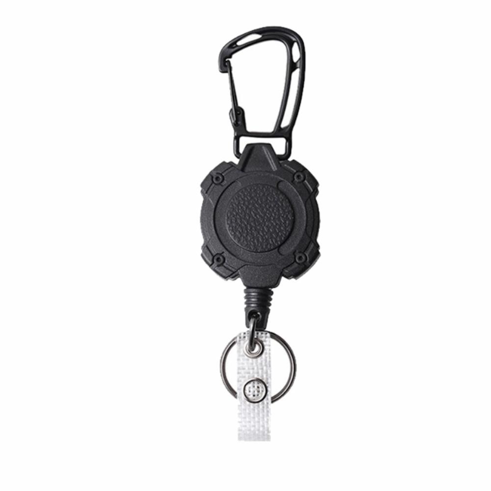 Black Carabiner Clip Plastic Wire Rope Holder Portable Retractable Key Reel Climbing Activity
