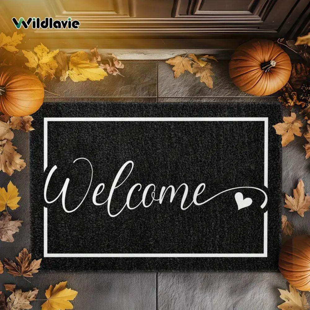VIKAMA Entrance Welcome Mat - Black, Stain-Resistant And Durable Floor Mat, Bathroom And Kitchen Carpet, Home Decoration