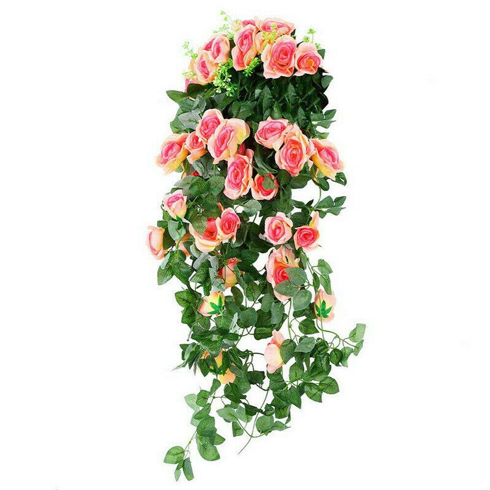 Good Home Decor Home Garden Decor Hanging Rose Flowers Vine Plant Indoor Fake Artificial Flower Outdoor
