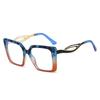 Retro Square Leopard Print Gradient Anti Blue Light Women Glasses Hollow Temple Design Anti Radiation Men Trendy Casual Glasses