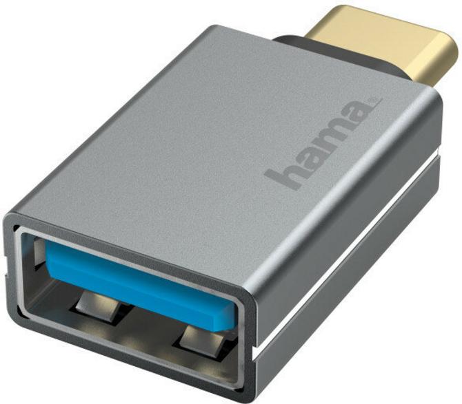 Hama premium otg adapter usb-c - usb-a 3.2 5gbps (plug-socket) gray
