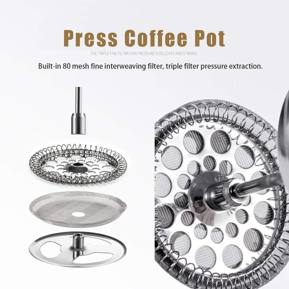 800ml French Press Coffee Maker Stainless Steel Double Walled Insulated Coffee Pot (BPA Free,No FDA)