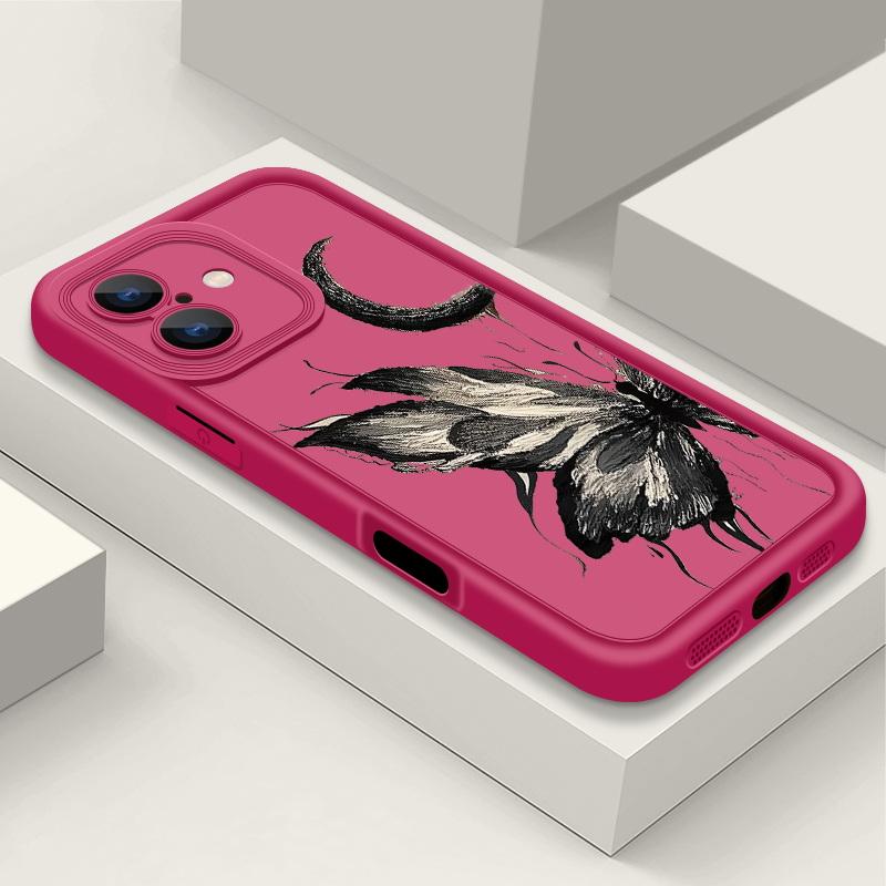 Модный чехол с рисунком луны и бабочки для iPhone 16 Pro Max 15 Plus 14 13 12 Pro 11 TPU мягкий матовый силиконовый противоударный защитный чехол для объектива телефона