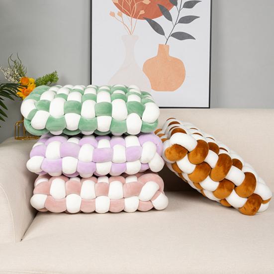 Завязанная квадратная подушка Мягкая подушка ПП Хлопковый наполнитель Дышащая, приятная для кожи, износостойкая, декоративная тканая подушка для домашнего офиса