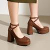 Q/женские туфли на высоком каблуке, новые весенне-летние непромокаемые туфли на платформе, на толстом каблуке, с большим открытым носком и низким берцем