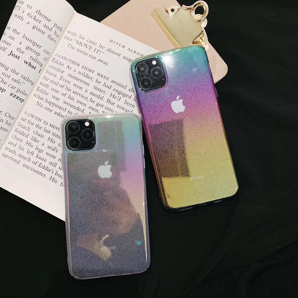Радужный лазерный чехол для телефона для Iphone 11 12 13 14 Pro Max X Xr Xs Max Красочные капли воды Прозрачный жесткий чехол для ПК 14 Plus