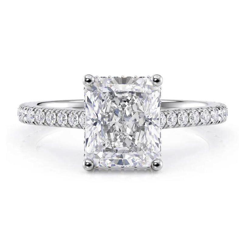 Rrjzz VVS1 Dazzling Radiant Cut Moissanite Engagement Rings Classic 925 Sterling Silver Women Luxury Ring for Wedding Jewelry