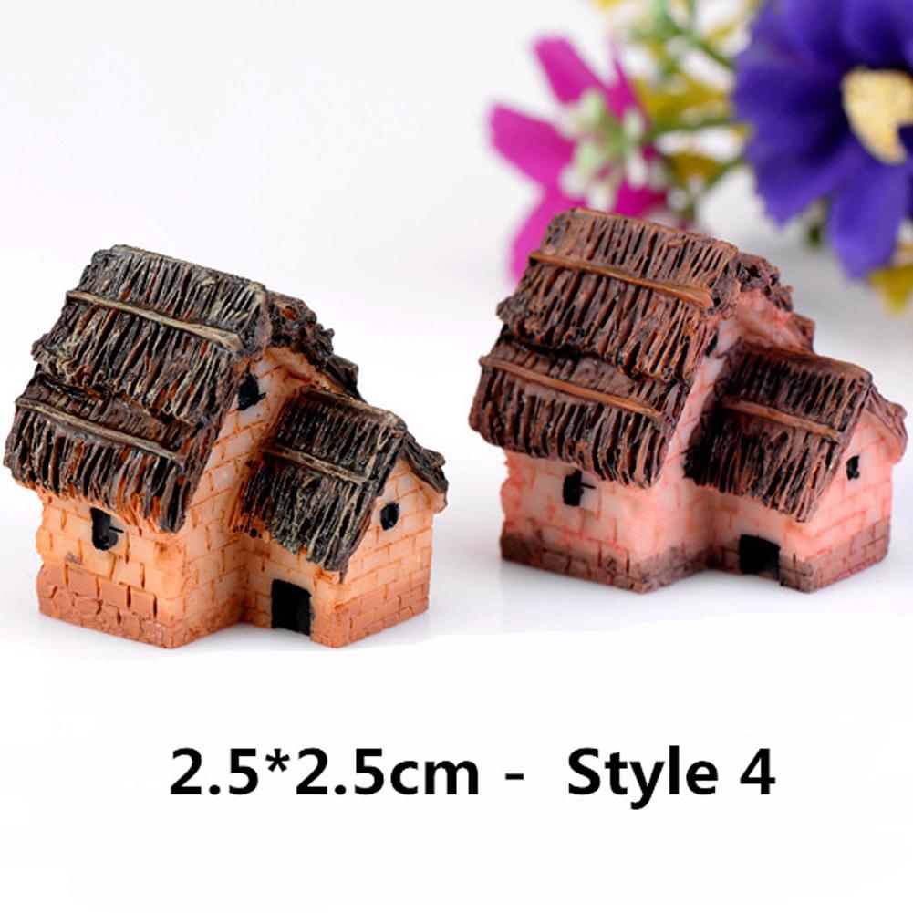 Micro Landscape Thatched Cottage House Creative Crafts Zakka Style Resin Miniature Garden Figurine