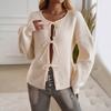 Women's Casual Loose Cardigan Lace-up Solid Color Sweater