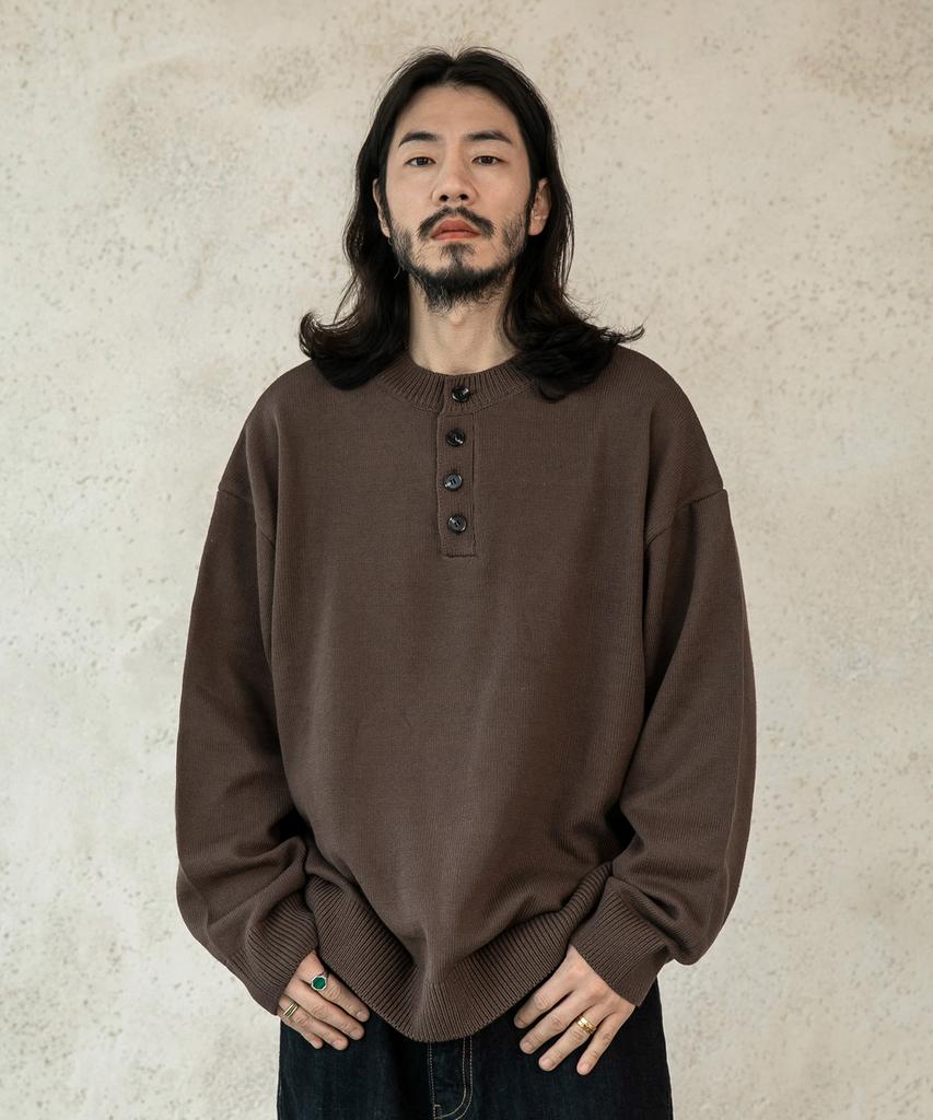 RUGGED HOUSE All Days Cotton Henley Neck Knit 3 Colors