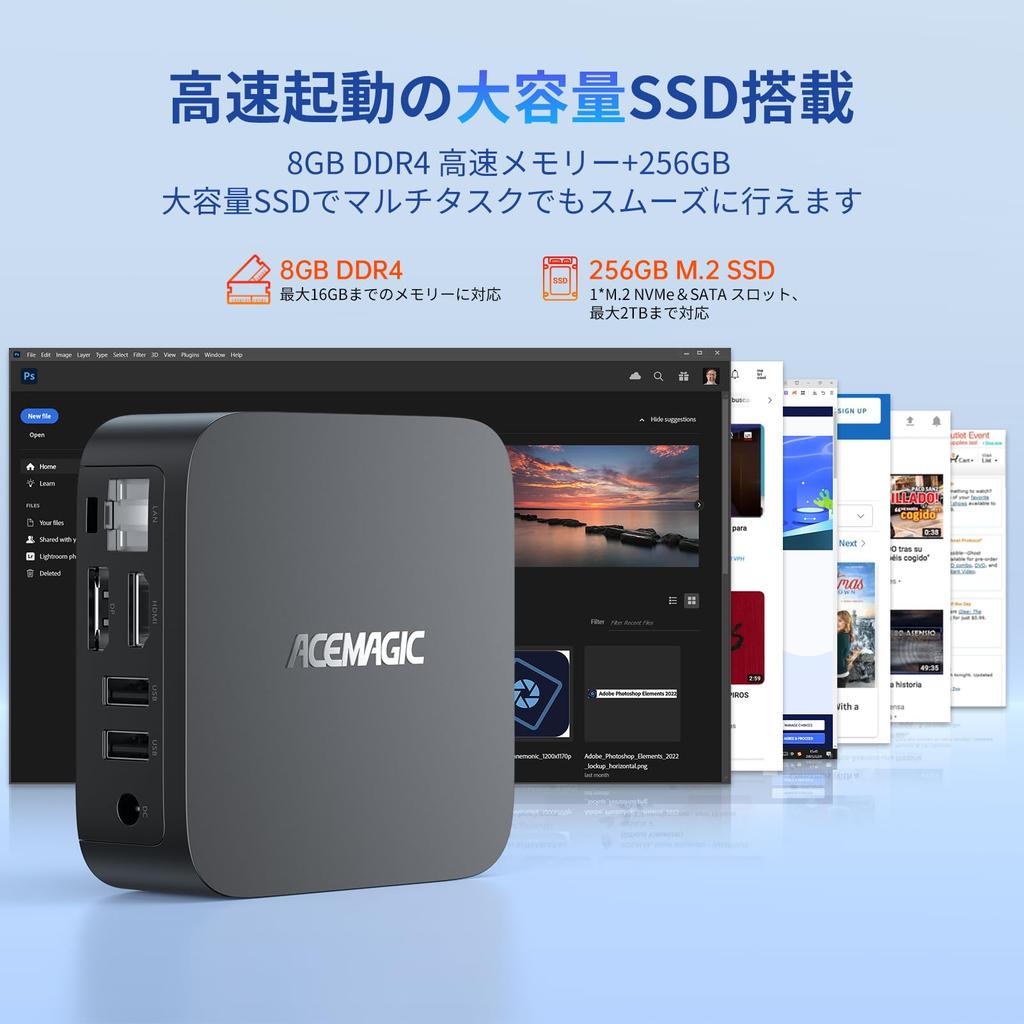 ACEMAGIC Mini PC Intel Twin Lake N150 дебютный Mini PC Vista Mini V1 8 ГБ 256 ГБ Тихая конструкция Мощный энергосберегающий Mini PC Windows11 Pro ядра 4 потока