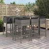 VidaXL 7-piece Garden Bar Set with Grey Poly Rattan Cushions, Bar Table Set, Bar Table and Chair, 3200653