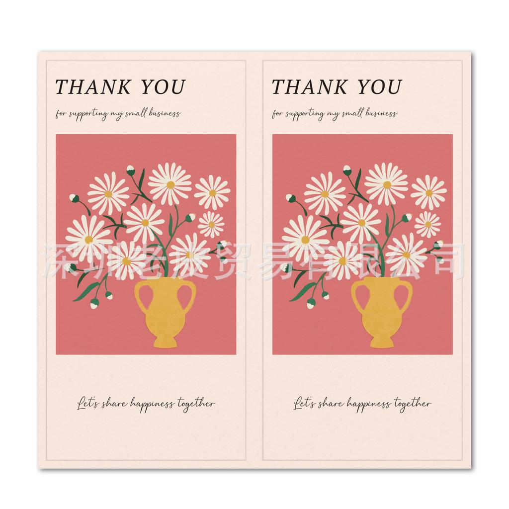 50pcs/pack Flower Thank You Stickers for Small Business Commodity Packaging Sealing Decor Stickers 10*5cm Package Stickers