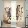Painting Artistic Of Horses Sheer Curtains Bedroom Voile Curtain Living Room Window Sheer Curtains Kitchen Tulle Drapes