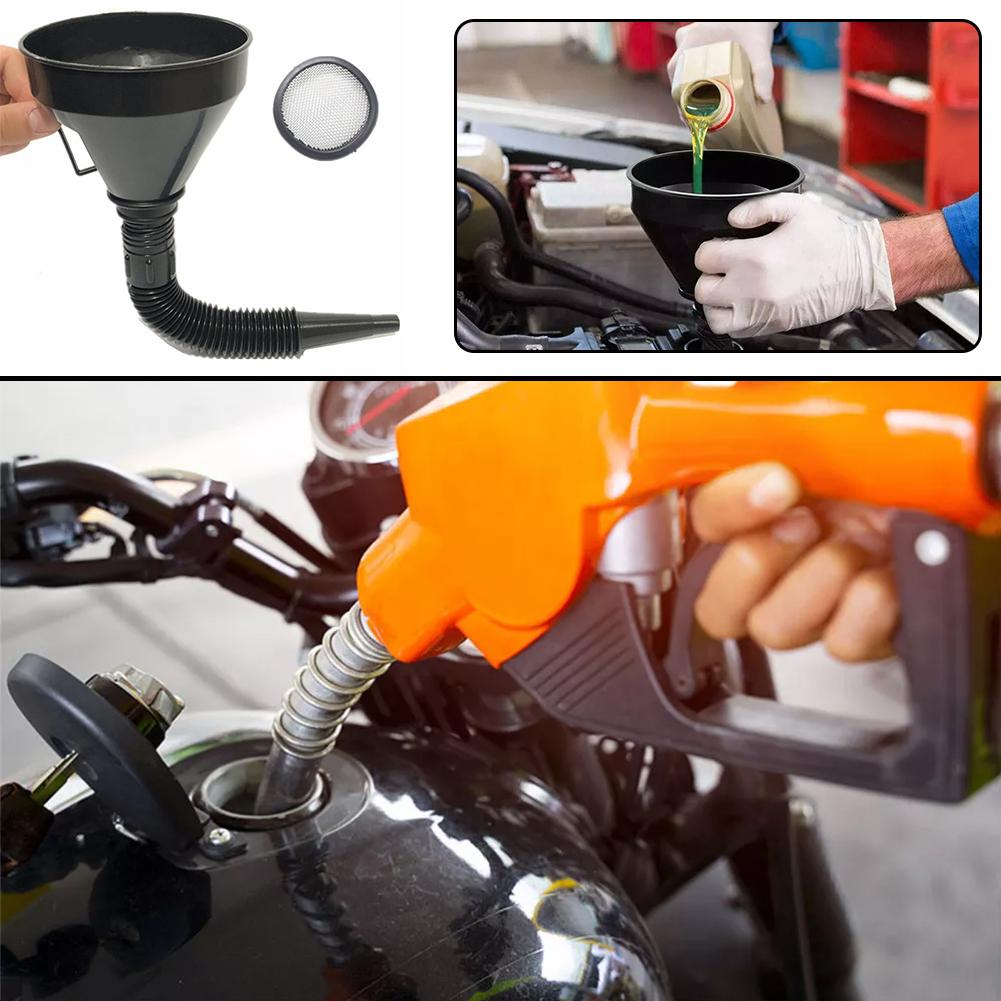 1Pcs Universal Car Refueling Funnel With Filter Detachable Hose Funnels Tools Oil Filling Gasoline Motorcycle