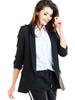 Elegant, Loose-fitting Jacket with a Shawl Collar and Flaps, Black M