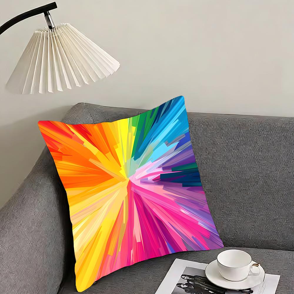 Rainbow Color Luxury Cushion Cover Pillowcase Ultra Soft Skin Friendly Fabric Cloud Like Comfort Concealed Zipper
