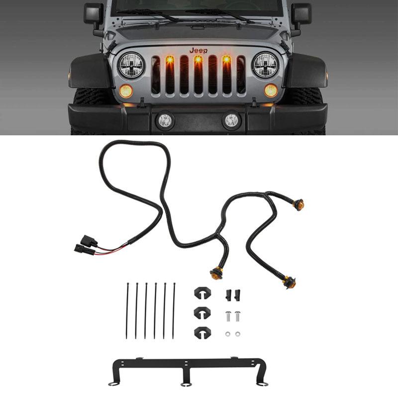 YMT Pre-Runner LED Grille Light Bar Kit for 2007-2018 Jeep Wrangler JK 2-Door/Unlimited 4-Door (JK), Plug & Play Waterproof