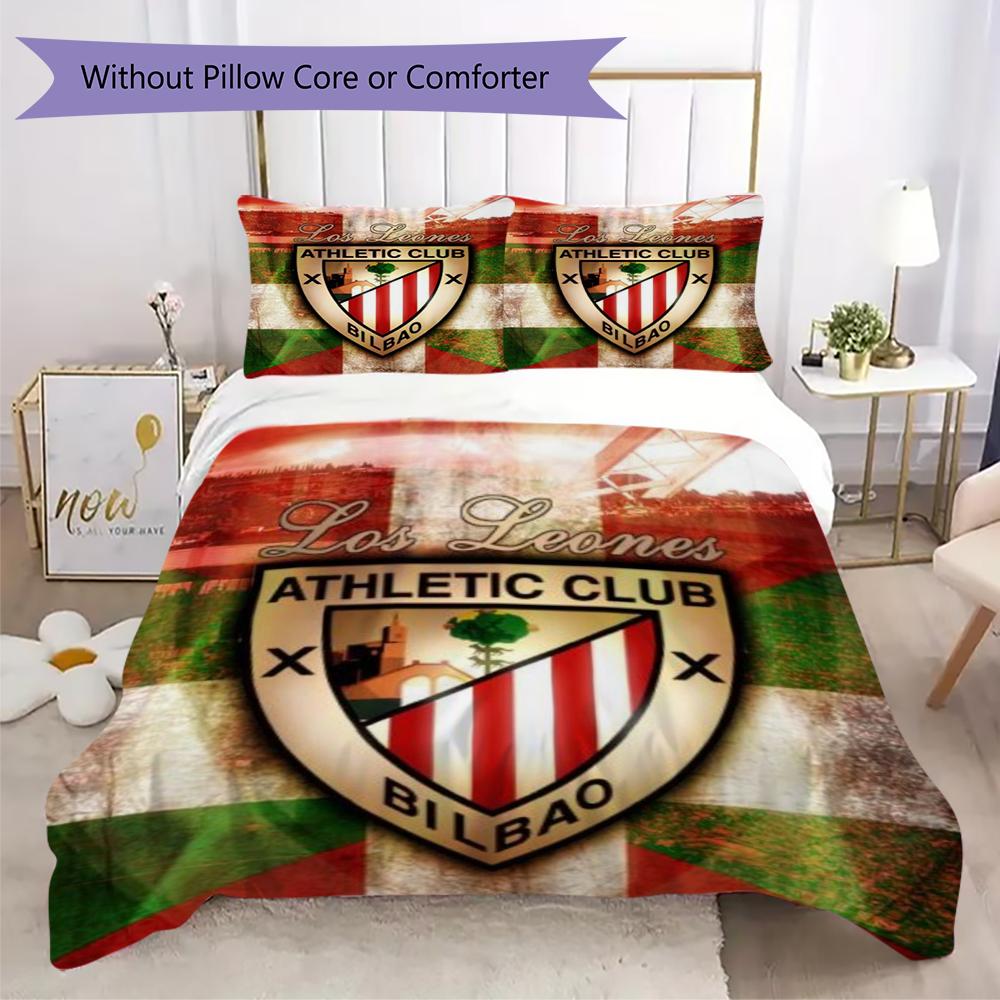 Athletic Club de Bilbao Pattern Bedding uilt Set uilt Cover Pillowcase Home Decoration Birthday Gift (1 * duvet cover + 2 * pillowcase without core)