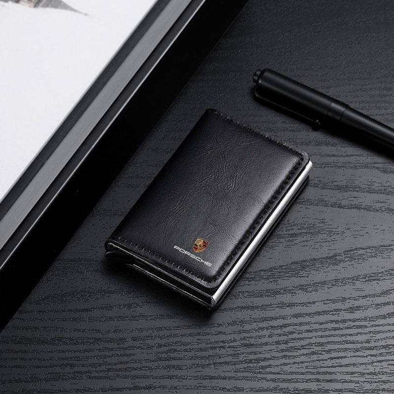 1Pcs Leather Car Driving Document Bag ID Passport Card Wallet Card Pouch For Porsche Cayenne Panamera Macan Boxster 911 Carrera-GT 944 918 917