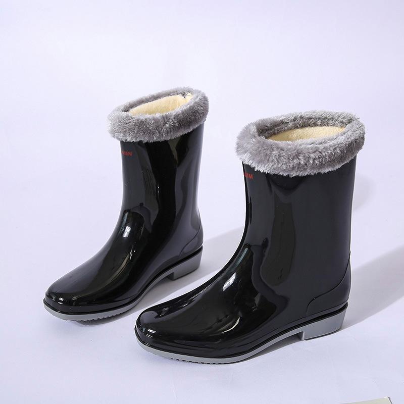 До середины голени резиновые сапоги женские на платформе резиновые туфли модные уличные туфли без застежек дождевые сапоги женские водонепроницаемые рабочие ботинки женские