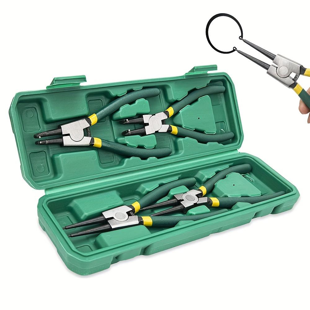 7-Inch 4-Piece Clamp Pliers - Heavy Duty Inner and Outer Ring Clamp Tool Kit with Straight and Elbow for Easy Removal of Ring and Retention C-Clamp