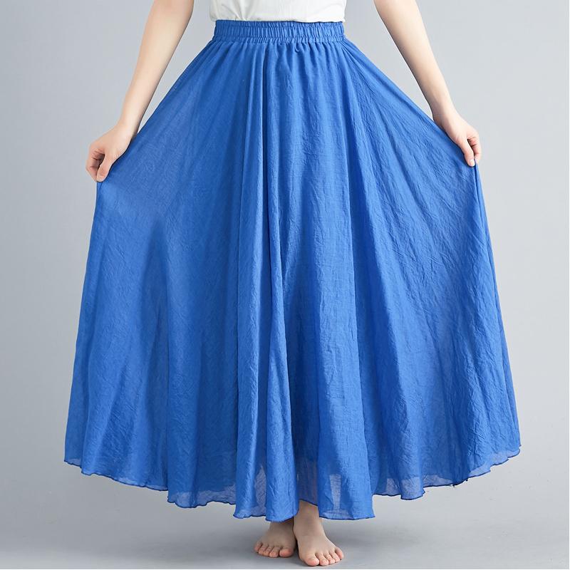 Dimanaf Plus Size Women Linen Skirts Female Elastic Basic Fashion Japanese Dress