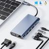 Gigabit Ethernet Port 11-in-1 Type-c USB 3.0 Hub Multi-Port Laptop Docking Station Type C To 4K HDMI VGA PD RJ45 100M