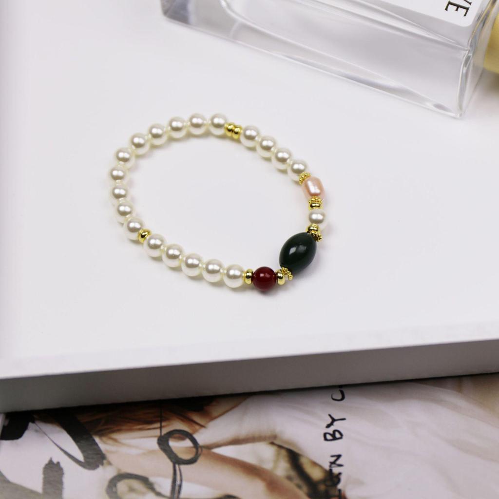 Браслет из натурального жемчуга нежно-розового цвета Shijia - Стиль национальной волны, легкая роскошь