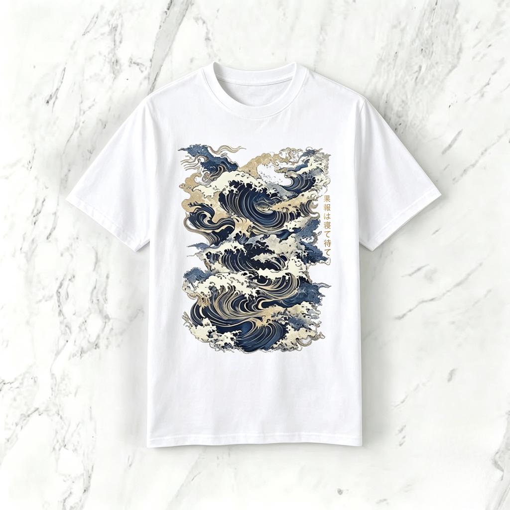 Abstract Japanese Waves Ukiyo-e T-shirt Ocean Wave Sea Water Trending Graphic Tee Y2K Retro Print Harajuku WoUnisex Vintage Tops