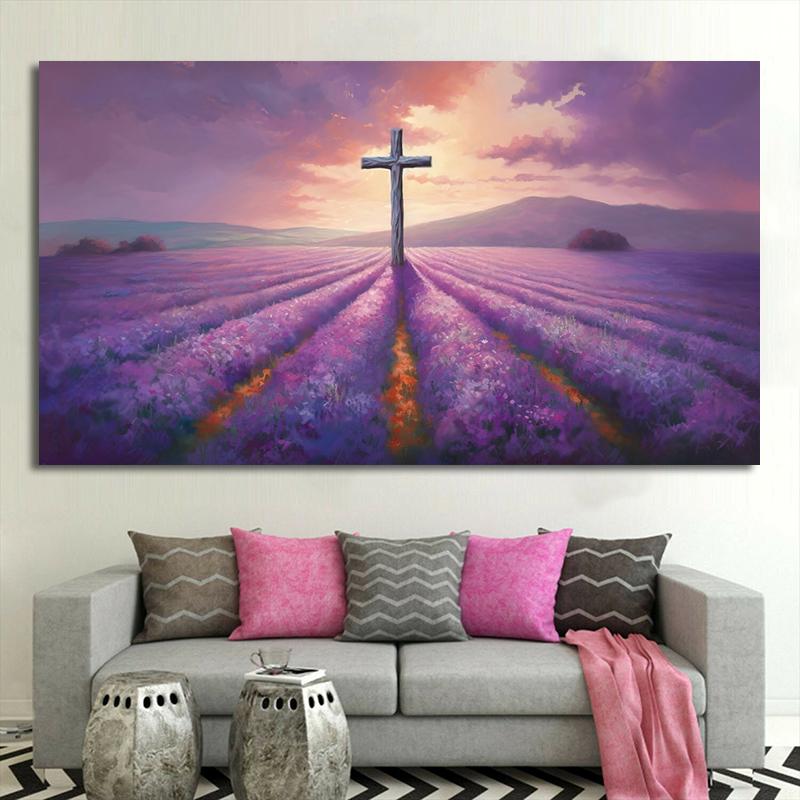 Абстрактный Христианский Иисус Крест Красочная Масляная Живопись Напечатанная на Холсте Райский Сад Религиозные Постеры для Декора Гостиной
