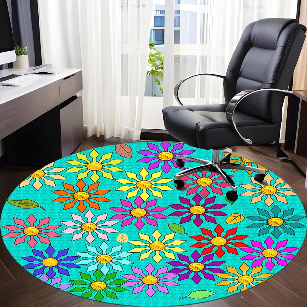 1pc Flower Mandala Chair Carpet for Office, Non-slip, Soft and Durable Office Rug, Perfect for Office yy260131089