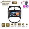 Carplay 7'' 2 Din Android  Car Radio for PEUGEOT 206 206CC 206SW 2000-2008 Multimedia Video Player GPS Autoradio Stereo 2+32GB