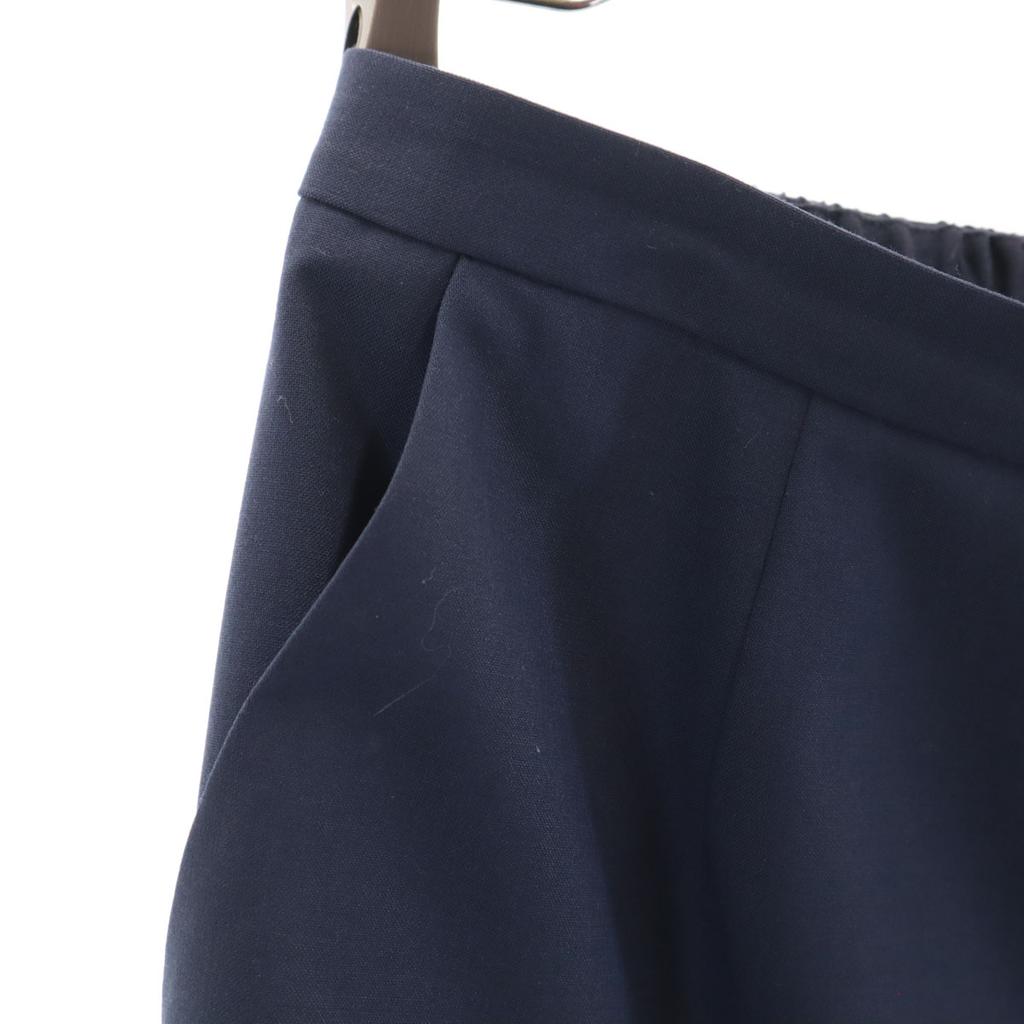 Green Label Relaxing Wool Blend Midi Length Wrap Skirt 38 Navy Women Used