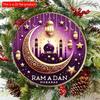 2D Flat 20*20cm 1pc Ramadan Mubarak Golden Moon Stars Patterns Islam Muslim Party Supplies, High Quality Purple Window Pendant, Suitable For Ceiling