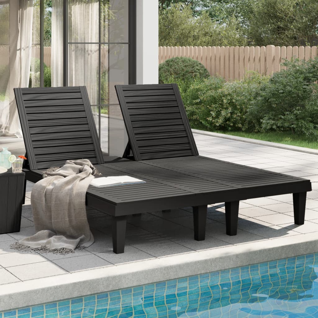 vidaXL Doppel-Sonnenliege Schwarz 155x138x83 cm Polypropylen