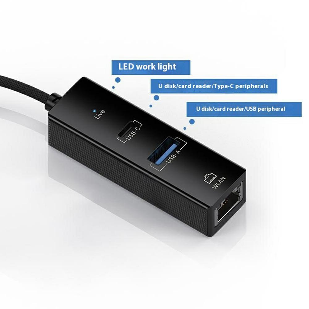 Type-C to USB-A USB-C RJ45 Network Adapter 100Mbps Ethernet Connector