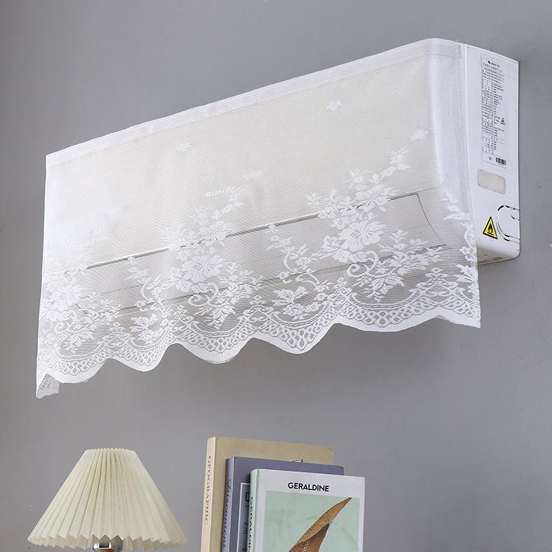 Elegant Lace Embroidered Design Anti-Direct Blowing Air Conditioner Covers Cloth Wall-Mounted Dust-Proof Case Home Decoration