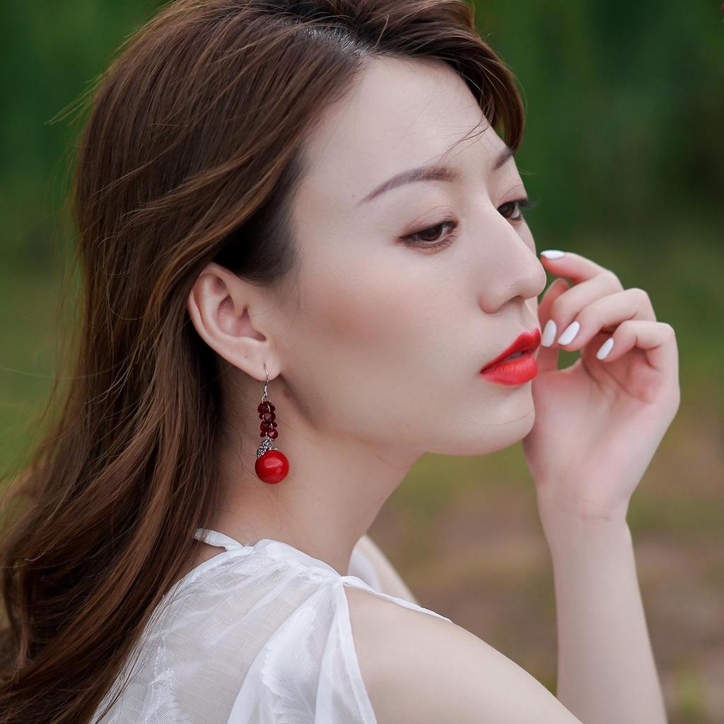 Висячие серьги с красной ракушкой и жемчугом, стерлинговое серебро 925 пробы, листья, модная элегантность для женщин, модные ювелирные изделия, подарок