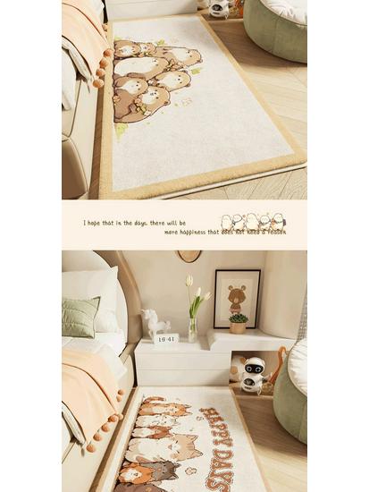 Детский мультяшный плюшевый прикроватный коврик - Искусственный кашемир, Милый и утолщенный напольный коврик для спальни девочки.