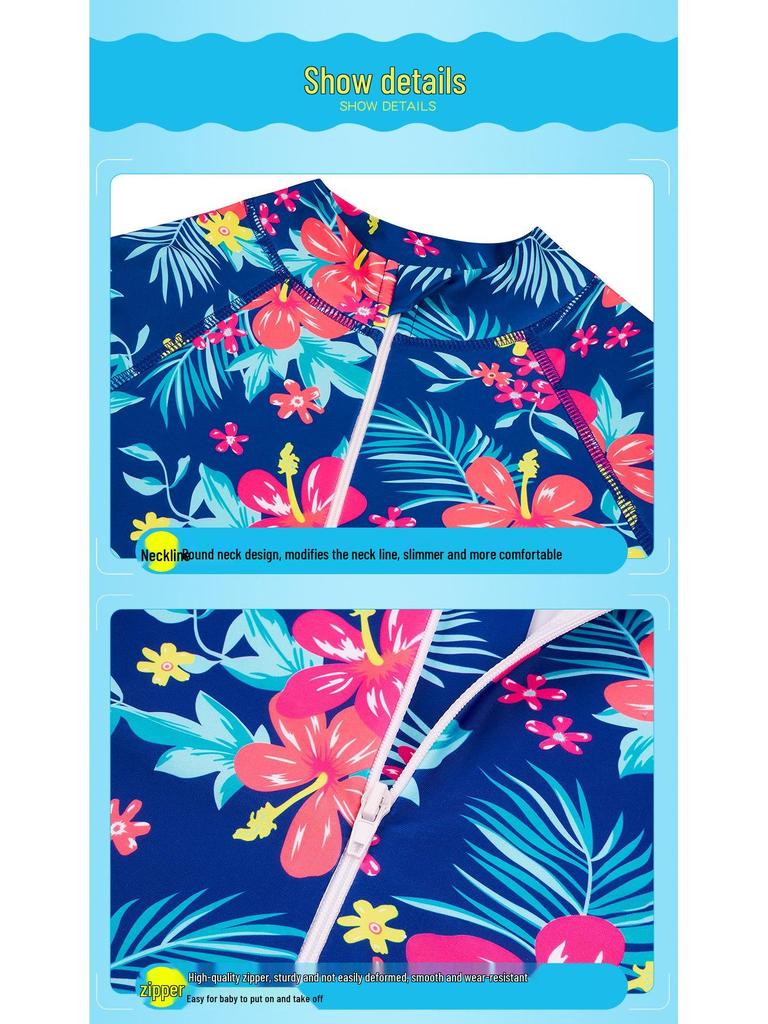 Детский слитный купальник с длинным рукавом и единорогом для девочек.