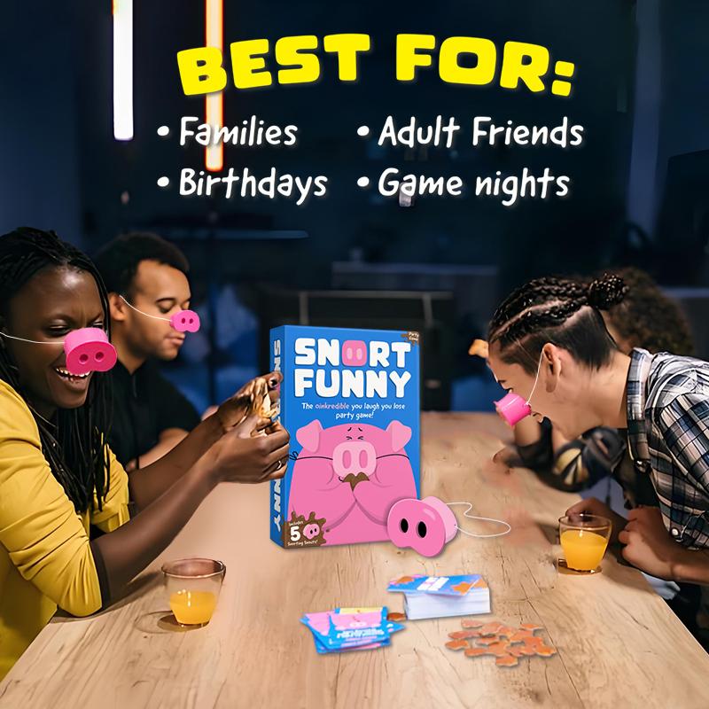 Потрясающая игра для вечеринки «Смейся — проиграешь», Семейные игры для детей, Хрюкающие смешные 150 карточек с заданиями, 5 свиных пятачков и жетоны с грязью